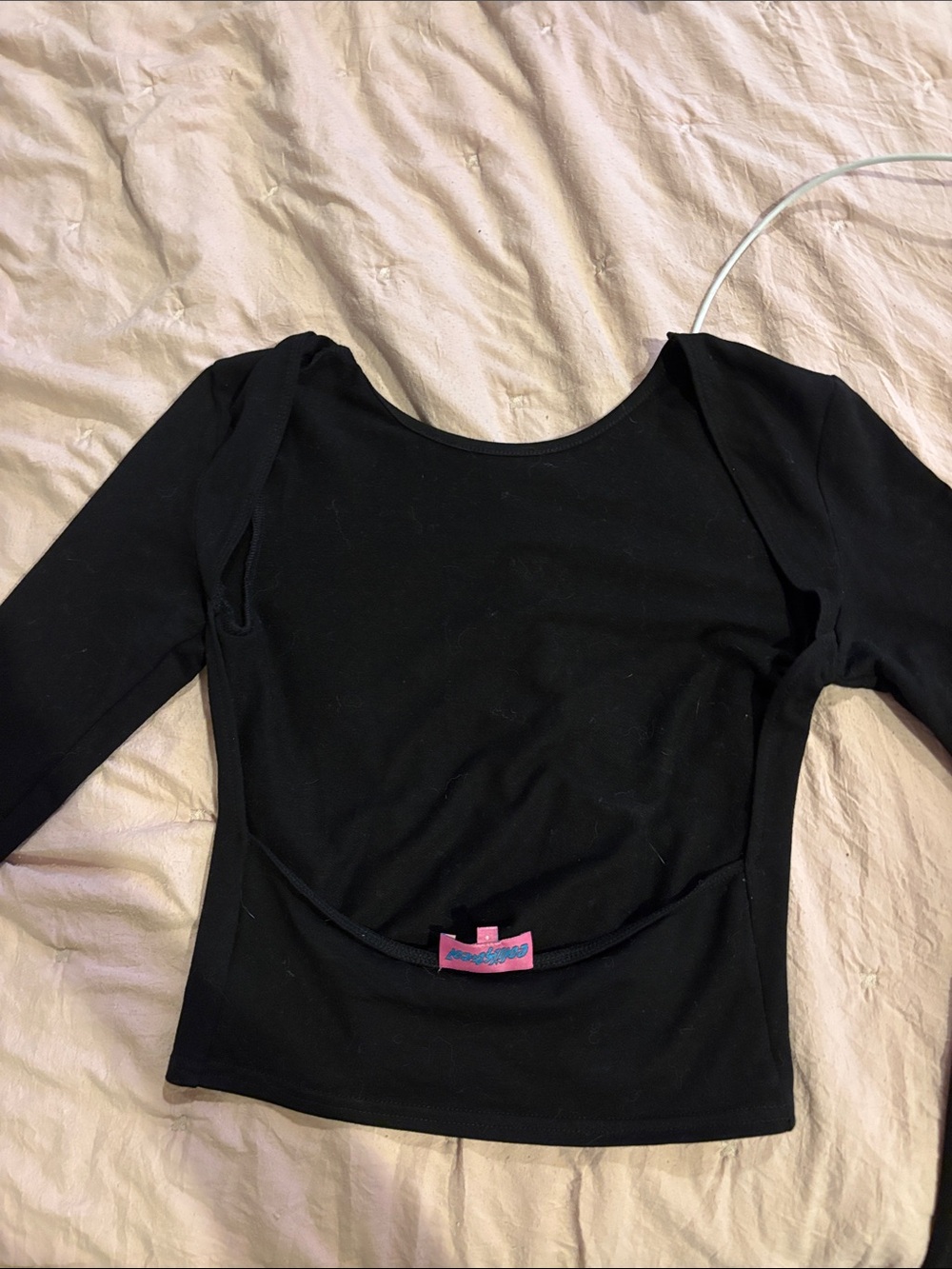 Edikted Backless Black Scoop Neck Long Sleeve Top